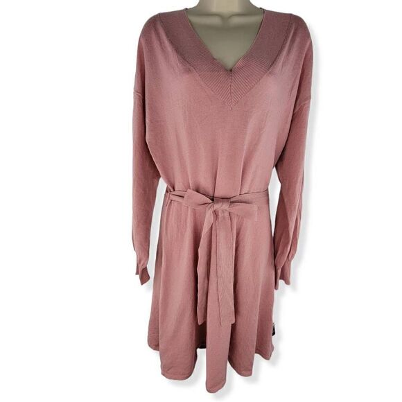 Sequin Heats Pink Sweater Dress with waist Tie XL Junior - Picture 2 of 5